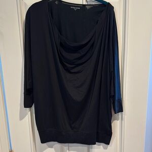 Eileen Fisher Women's Elegant Black Cowl Neck Silk Top